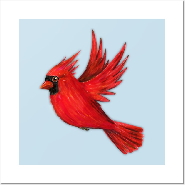 Flying northern cardinal Wall Art by Bwiselizzy